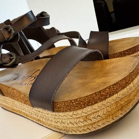 Blowfish Malibu Tanna Platform Strap Wedge Sandal Women Size 8 Brown - Picture 15 of 16